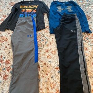 Boys size 10-12 lot: 2 pair Youth Medium Under Armour Pants and 2 LS shirts
